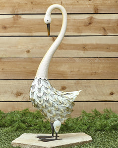 29 In Metal White Swan Sculpture