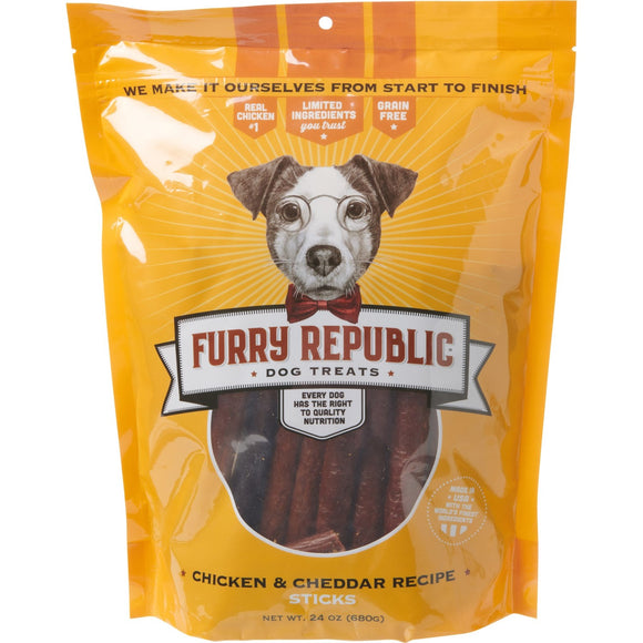 Furry Republic Dog Treats Chicken and Cheddar Recipe Sticks, 24 oz.
