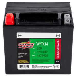 Interstate Batteries Powersport AGM Battery FAYTX14