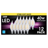 Feit Electric LED Chandelier Bulb Soft White, 12-pack