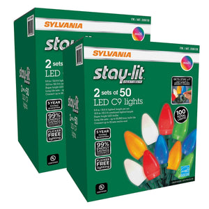 Sylvania Stay-lit C9 LED Light Set, 4 Sets of 50