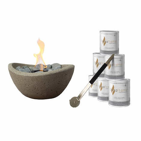 Terra Flame Wave Fire Bowl Set with 6-pack Pure Fuel and Snuffer