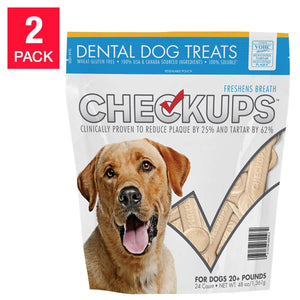 CheckUps Dental Dog Treats 24 Count, 2-pack