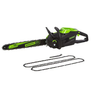 Greenworks 18" 80V Chainsaw W/4Ah Battery + 2 Replacement Chains