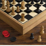 Winning Solutions Deluxe Vintage Wood Chess and Checkers Game Set
