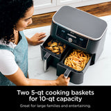 Ninja Foodi 10-qt XL 2-Basket Air Fryer, 6-In-1 Dual Zone and IQ Boost