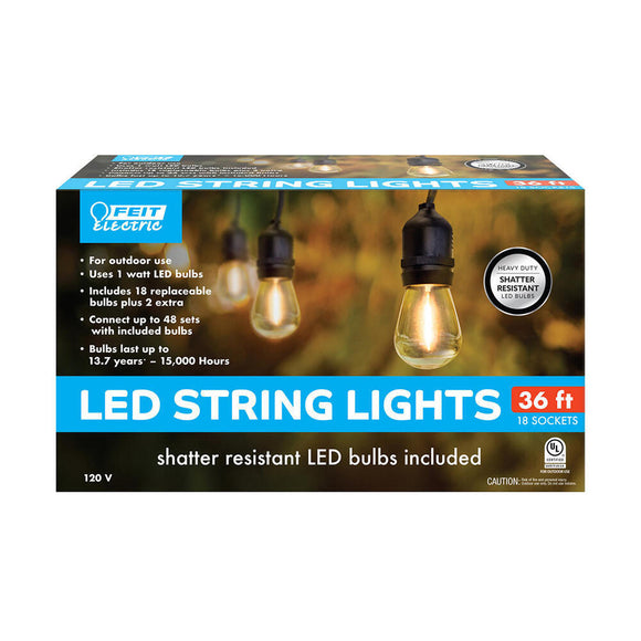 Feit Electric 36' LED String Lights, 18 Socket