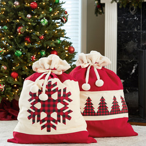 Jumbo Holiday Gift Cotton Bags, Set of 2 -  27" (L) x 36" (W)