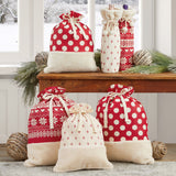 Holiday Gift Cotton Bags, Set of 6