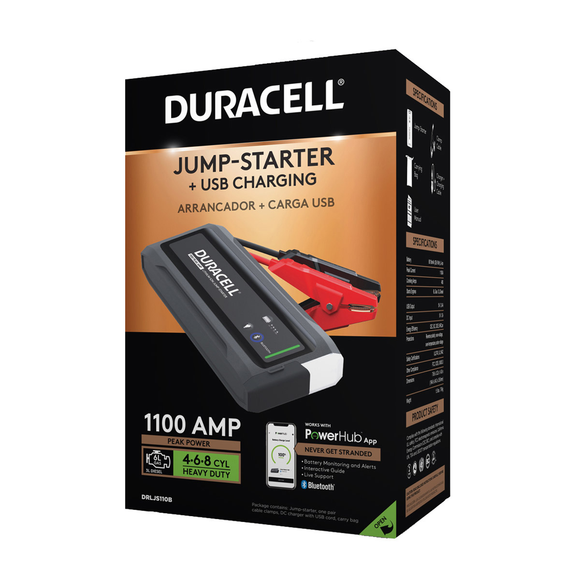 Duracell 1100 Peak Amp Lithium Ion Emergency Jump Starter with Bluetooth