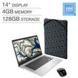 HP 14" Chromebook Laptop Bundle, Intel Celeron1080p 4 GB RAM