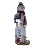 Christmas Outdoor Yard Ornaments Woodland Snowman With Solar Lantern