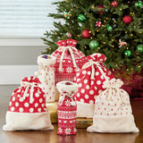 Holiday Gift Cotton Bags, Set of 6