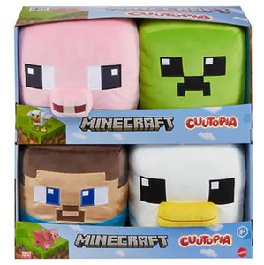 Mattel Minecraft 10” Rounded Plush, 4-Pack Soft and Huggable Stuffed Figures