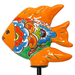 Stylecraft Talavera Style Garden Fish Stake, 9” W x 3” x 6.5” H