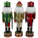 Wood Sequin Jacket Christmas Nutcracker, Set of 3