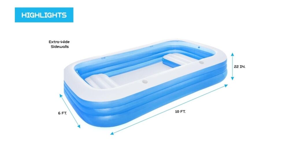 H2OGO! Rectangular 10' Inflatable Family Pool – Homesmartcamera