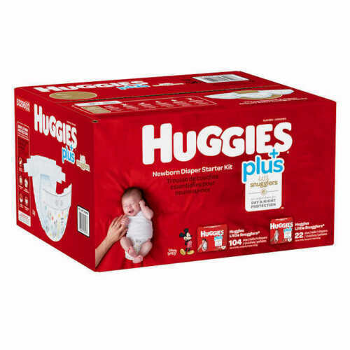 Huggies Plus Newborn Diaper Starter Kit, 104 Newborn and 22 Size 1 Diapers