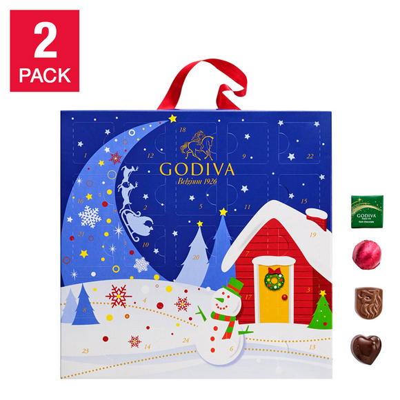 Godiva Holiday Premium Chocolate Advent Calendar, 2-Pack