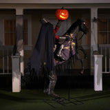 7' Animated Headless Horseman, Glowing Jack O'Lantern Head