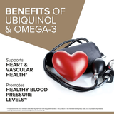 Qunol Plus Ubiquinol CoQ10 200mg with Omega 3 250mg, 90 Softgels Heart Nutrition