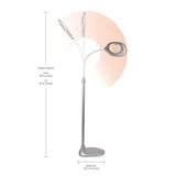 OttLite 2-in-1 LED Magnifier Floor and Desk Lamp with Flexible Neck, L 15.62" x W 7.87" x H 39.5"