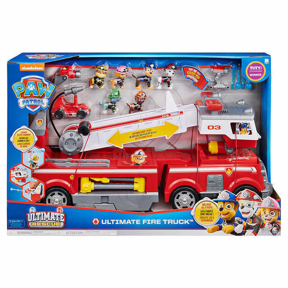 Paw Patrol Ultimate Rescue Fire Truck Extendable 2Ft Ladder with 6 Pups!
