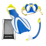 Oceanic Youth 4 Piece Snorkeling Set, Tempered Glass Lenses Silicone Mouthpiece