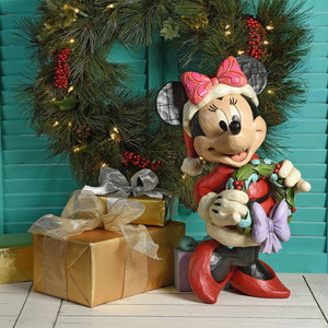 Jim Shore 17" Resin Stone Disney Holiday Minnie Mouse, Christmas Decor