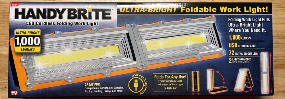 HANDY BRITE Ultra-Bright LED Foldable Work Light, 1000 Lumens USB  Rechargable – Homesmartcamera