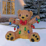 5’ Holiday Glitter Bear with Lights