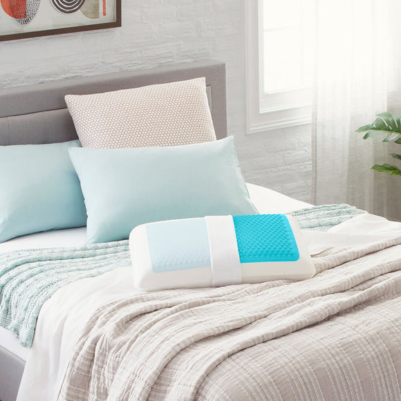 Comfort Revolution Blue Bubble Gel + Memory Foam Pillow
