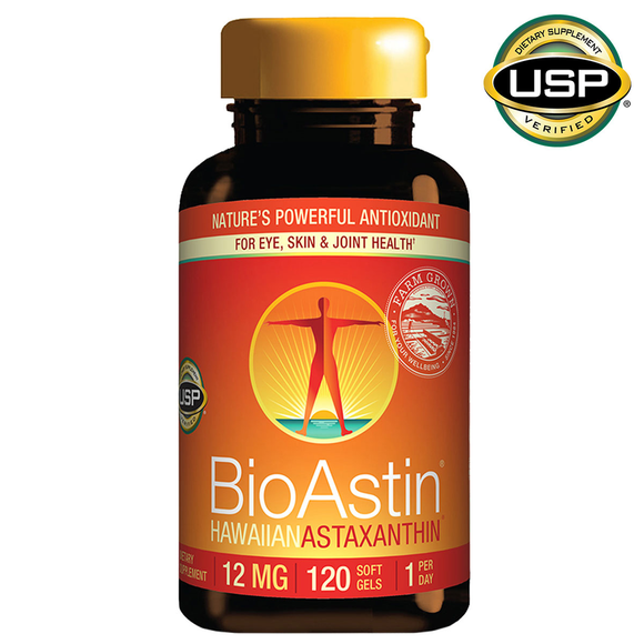 BioAstin Hawaiian Astaxanthin 12 mg., 120 Softgels Supports Eye, Skin & Joint Heath Naturally