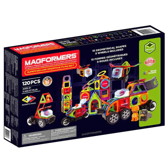Magformers 120 Piece Deluxe Creative Set, 15 Different Magnetic Geometric Shapes