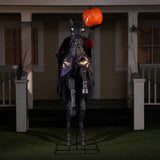 7' Animated Headless Horseman, Glowing Jack O'Lantern Head