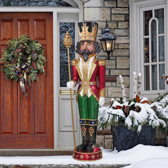 6' Grand Resin Indoor / Outdoor Christmas Nutcracker with 25 LED Lights & Sounds