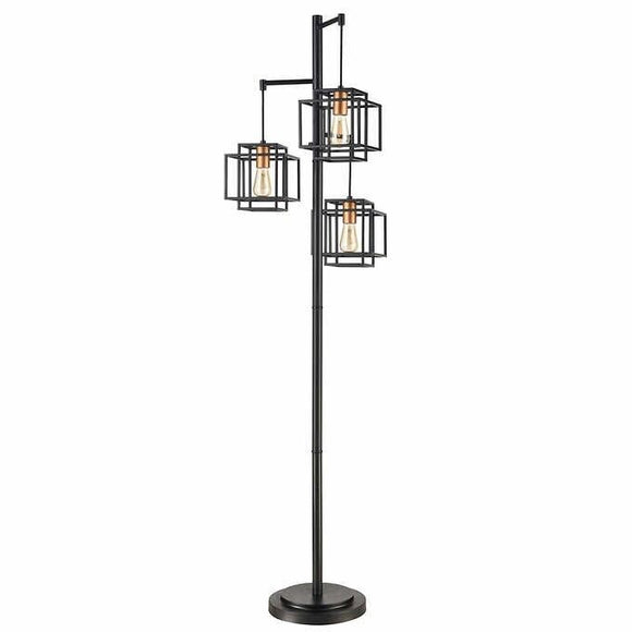Kelsey Dual Square 3-Light Floor Lamp, 73”H X 21.5”W