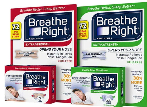 Breathe Right Extra Strength Nasal Strips, 72 Strips Sensitive Skin PREMIUM PACK