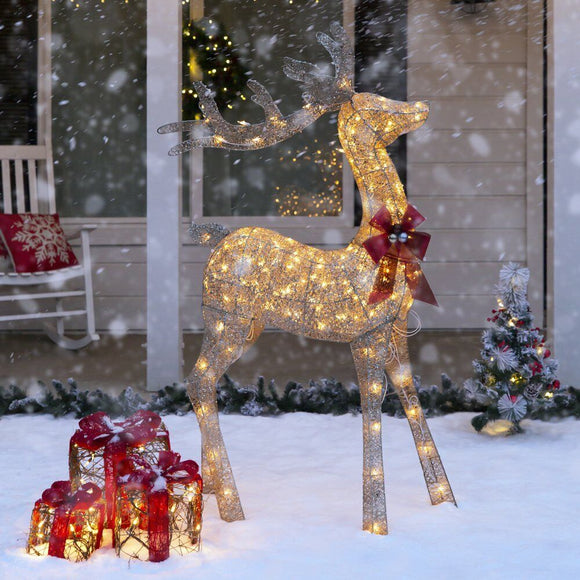 Best Choice Products 5ft Pre-Lit Gold Holiday Deer w/ 150 Lights