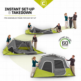 CORE 6-person Instant Cabin Tent, w/Rain Fly Camping Shelter Water Repellent