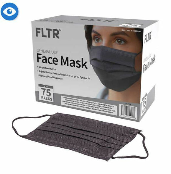 FLTR General Use Face Mask, 75 Black Disposable Masks