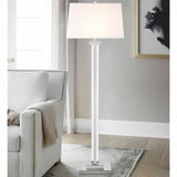 Bridgeport Designs 60" H Kate Crystal Panel Floor Lamp, Decor Foot Switch Rectangle Shade Off White Linen