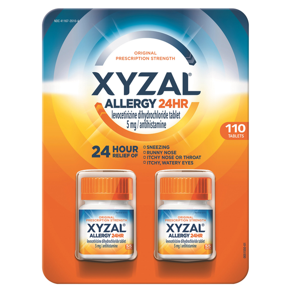Xyzal Allergy 24 Hour Antihistamine 5 mg., 110 Tablets