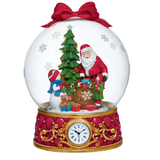 Holiday Santa Globe with LED Lights & Clock