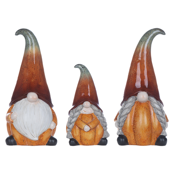 Fall Harvest Gnomes Home Decor Pumpkin, Set of 3