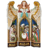Folding Angel with Holy Family Nativity Scene, 17" Tall Holiday Decor