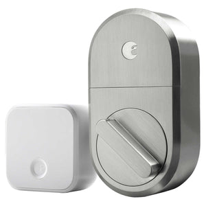 August Smart Lock + Connect Wi-Fi Bridge, Satin Nickel, Works with Alexa, Keyless Home Entry from Anywhere