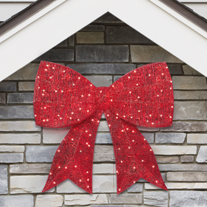 36" Red Bow with 200 Twinkling LED Lights，4 Function Control