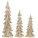 3 Winter Polyresin Trees, Set of 3 Christmas Winter Trees