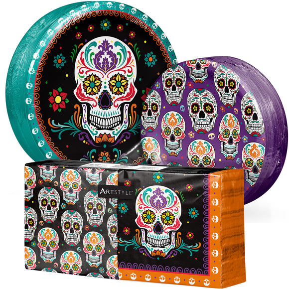 Artstyle Paper Plate & Napkin Bundle, Day of the Dead, 200-Count